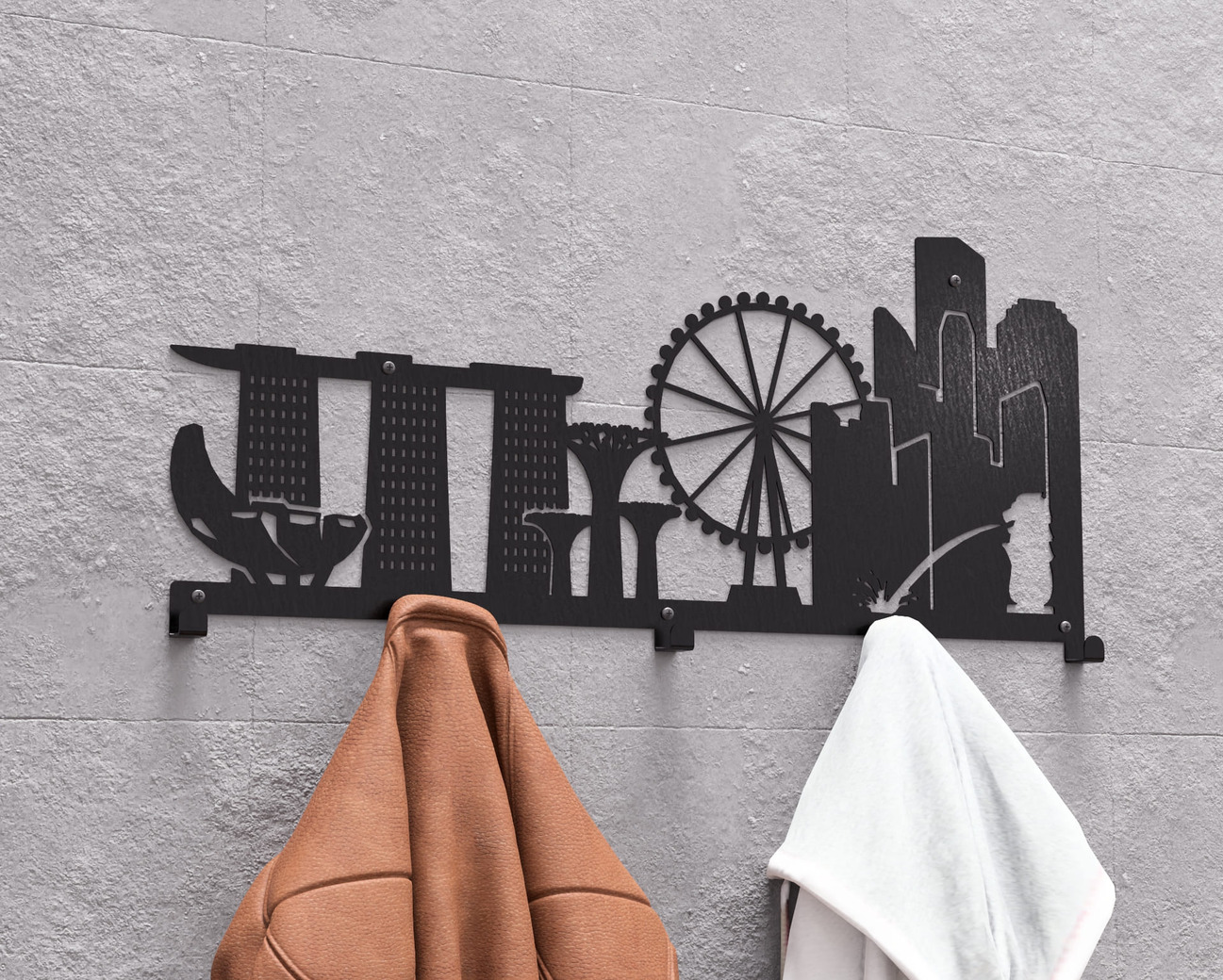 Singapore Wall-Mounted Coat Rack. DXF, SVG files for plasma, laser cutting. Wall Mount Coat Rack. Фото 3