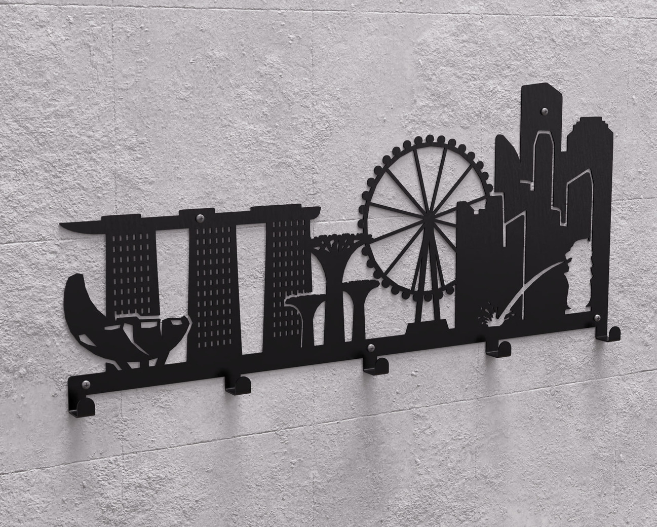 Singapore Wall-Mounted Coat Rack. DXF, SVG files for plasma, laser cutting. Wall Mount Coat Rack. Фото 11