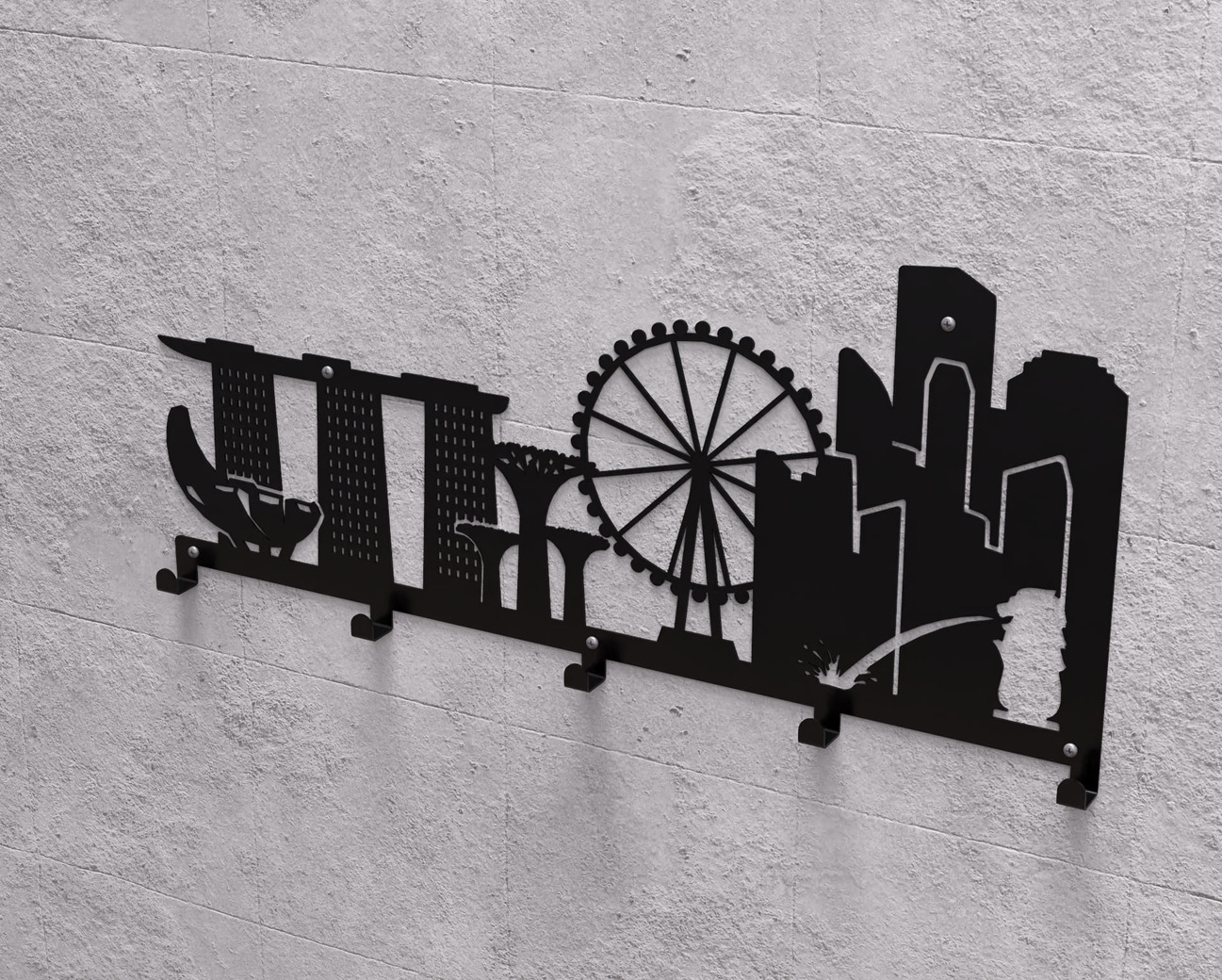 Singapore Wall-Mounted Coat Rack. DXF, SVG files for plasma, laser cutting. Wall Mount Coat Rack. Фото 9