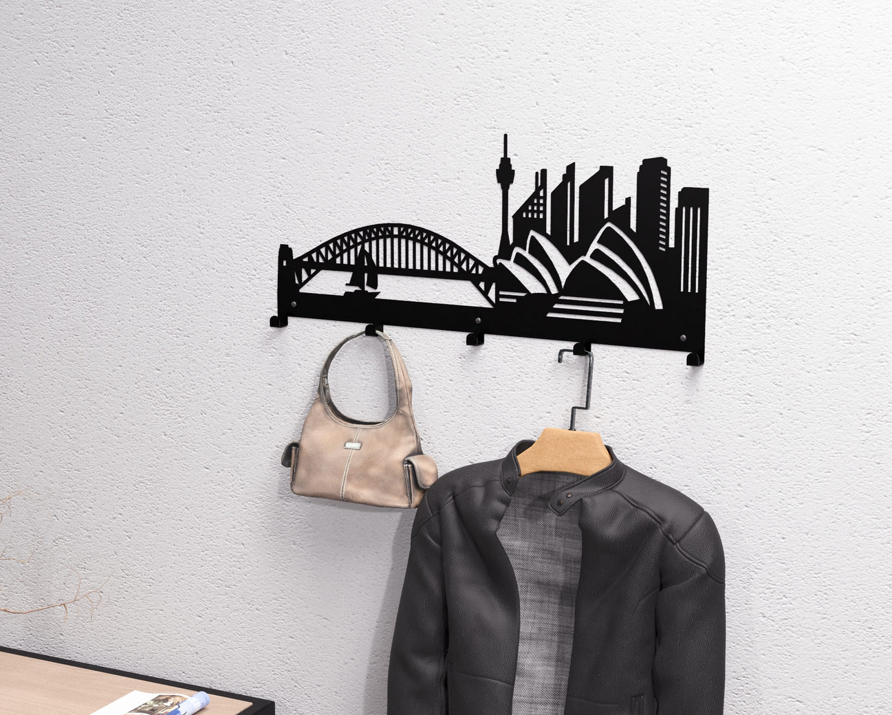 Sydney Wall-Mounted Coat Rack. DXF, SVG files for plasma, laser cutting. Wall Mount Coat Rack. Фото 3