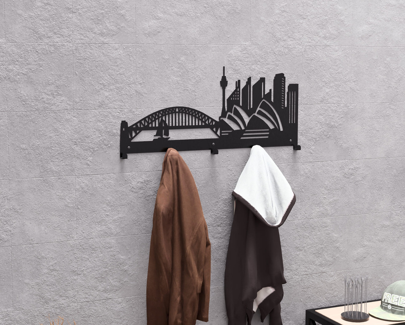 Sydney Wall-Mounted Coat Rack. DXF, SVG files for plasma, laser cutting. Wall Mount Coat Rack. Фото 4