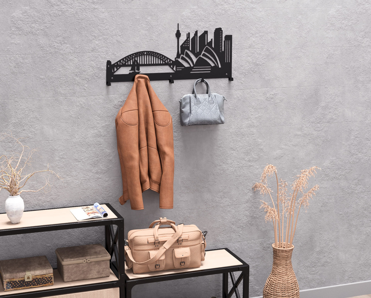 Sydney Wall-Mounted Coat Rack. DXF, SVG files for plasma, laser cutting. Wall Mount Coat Rack. Фото 8