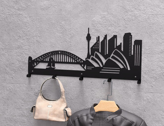 Sydney Wall-Mounted Coat Rack. DXF, SVG files for plasma, laser cutting. Wall Mount Coat Rack