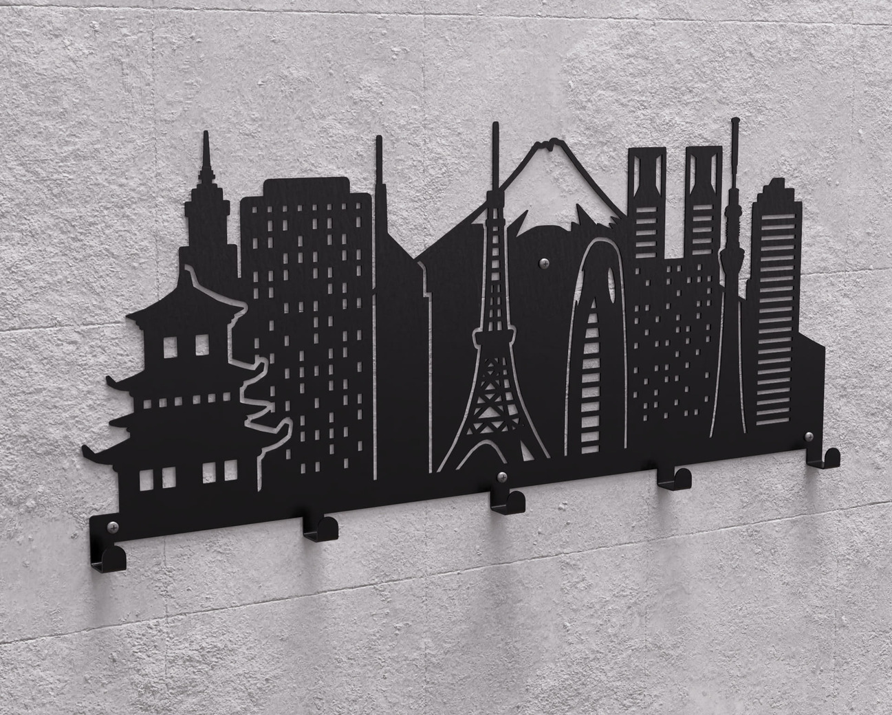 Tokyo Wall-Mounted Coat Rack. DXF, SVG files for plasma, laser cutting. Wall Mount Coat Rack. Фото 11