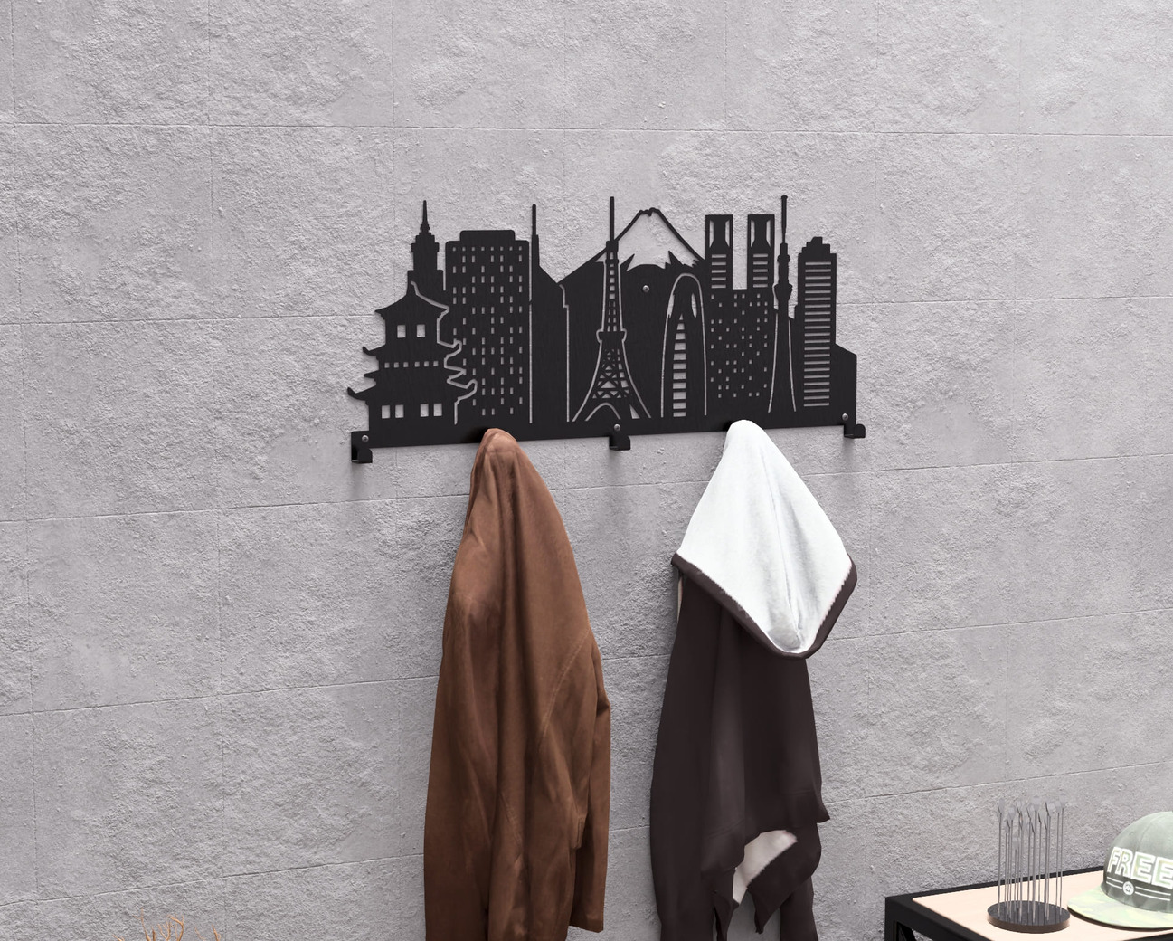 Tokyo Wall-Mounted Coat Rack. DXF, SVG files for plasma, laser cutting. Wall Mount Coat Rack. Фото 2