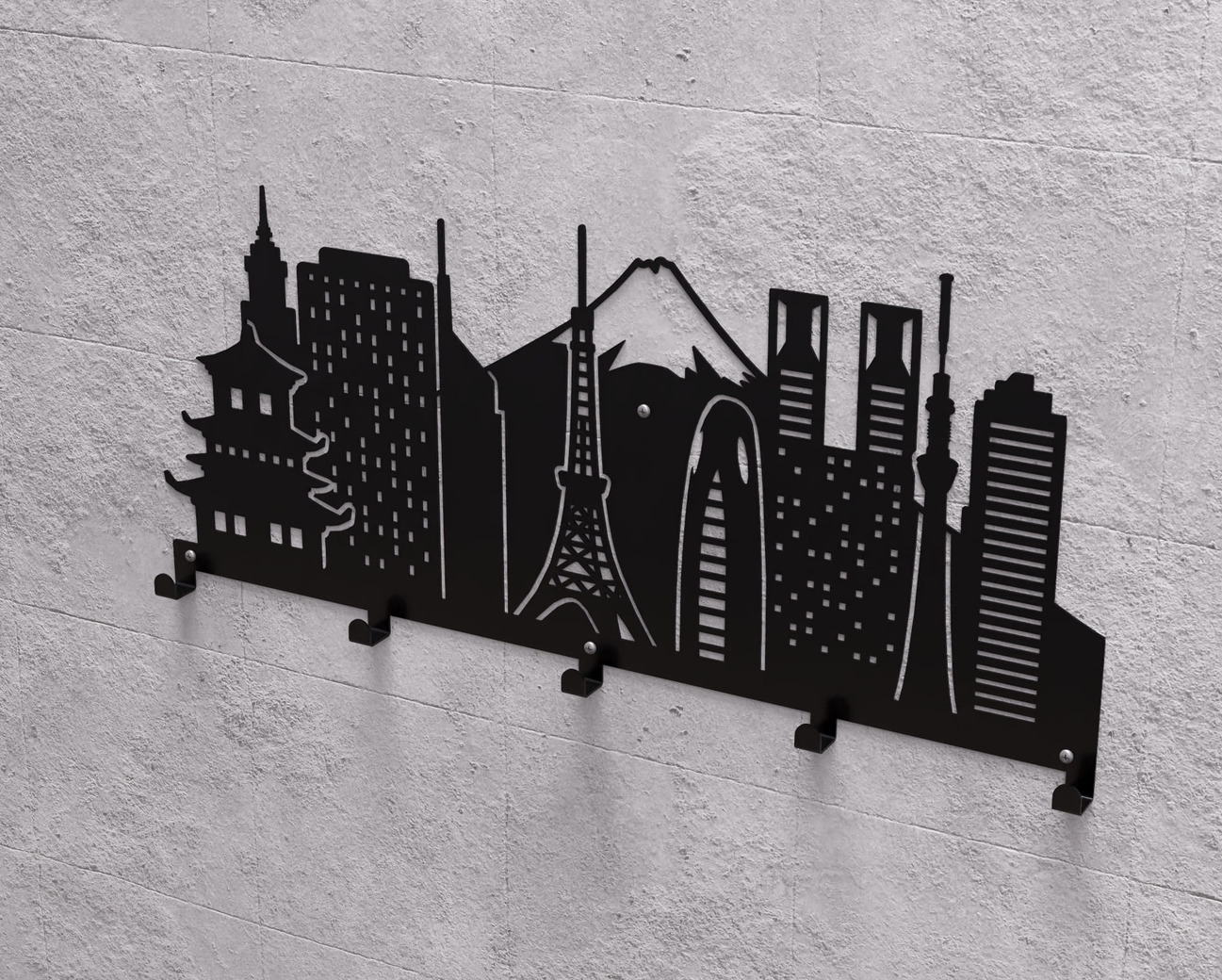 Tokyo Wall-Mounted Coat Rack. DXF, SVG files for plasma, laser cutting. Wall Mount Coat Rack. Фото 9