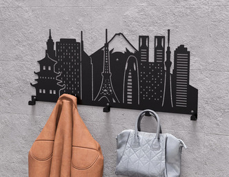 Tokyo Wall-Mounted Coat Rack. DXF, SVG files for plasma, laser cutting. Wall Mount Coat Rack