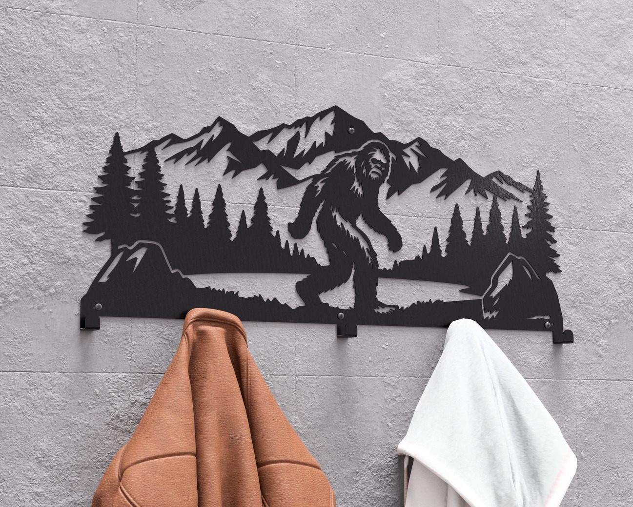 Bigfoot Wall-Mounted Coat Rack. DXF, SVG files for plasma, laser cutting. Wall Coatrack. Фото 4