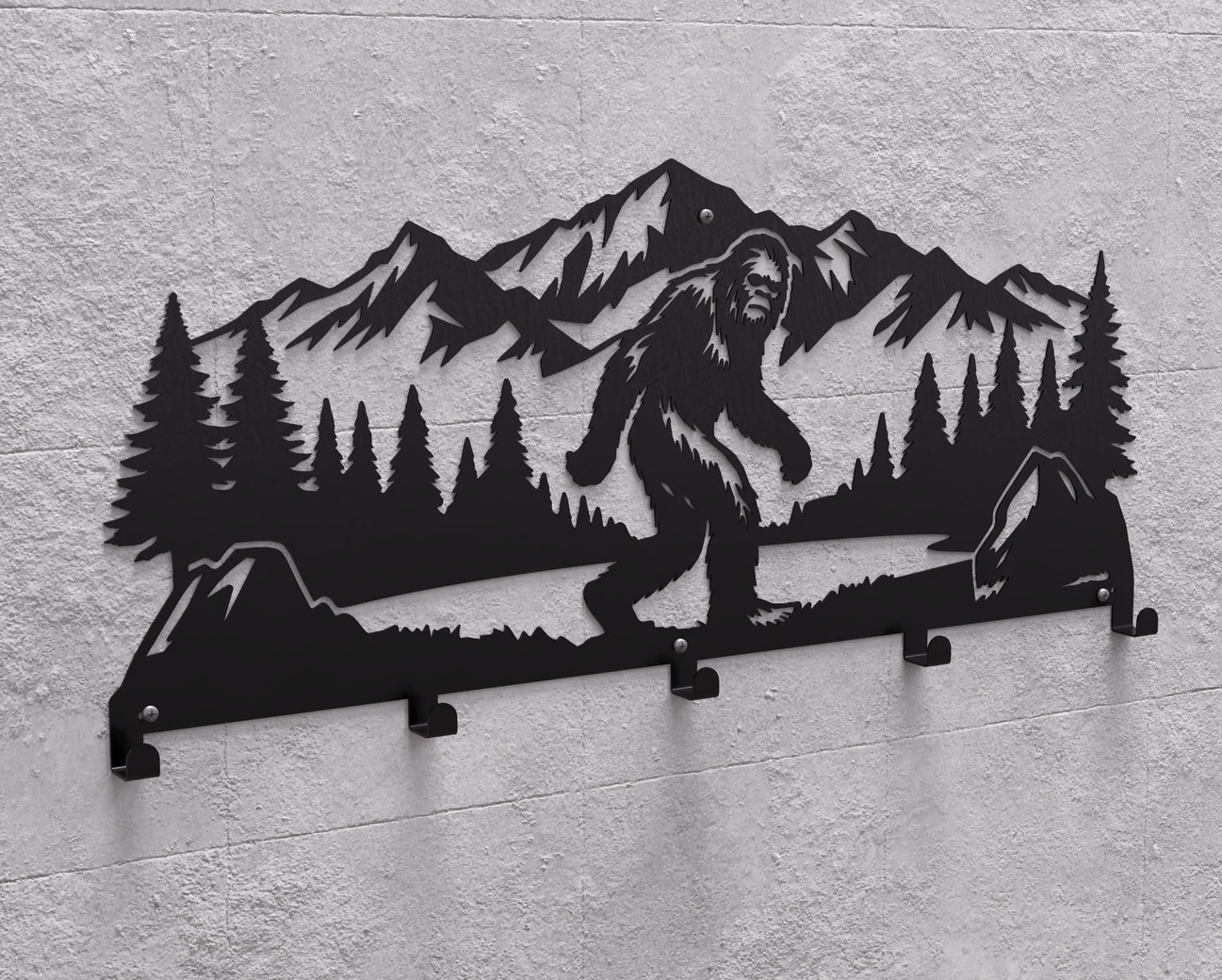 Bigfoot Wall-Mounted Coat Rack. DXF, SVG files for plasma, laser cutting. Wall Coatrack. Фото 11