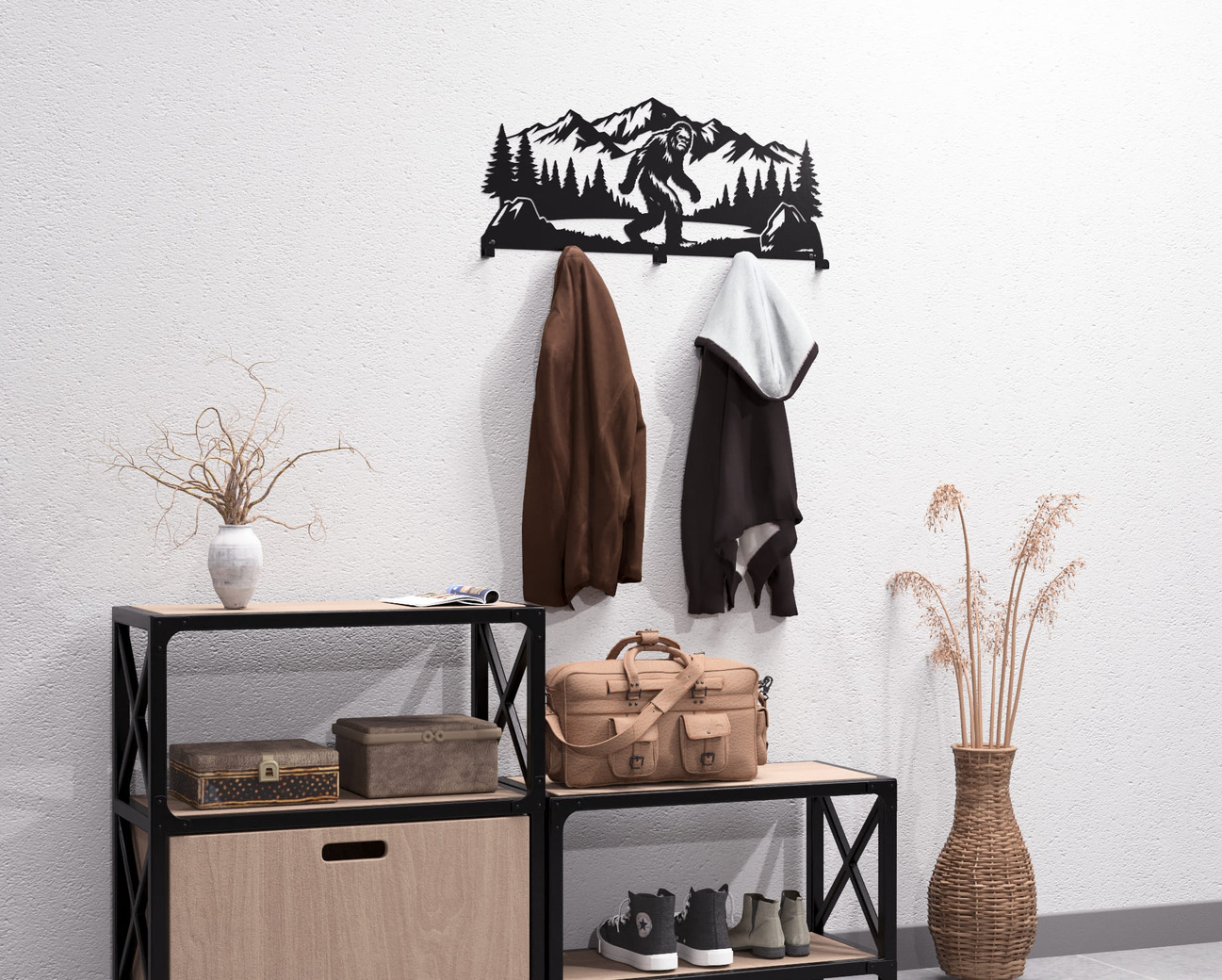 Bigfoot Wall-Mounted Coat Rack. DXF, SVG files for plasma, laser cutting. Wall Coatrack. Фото 7
