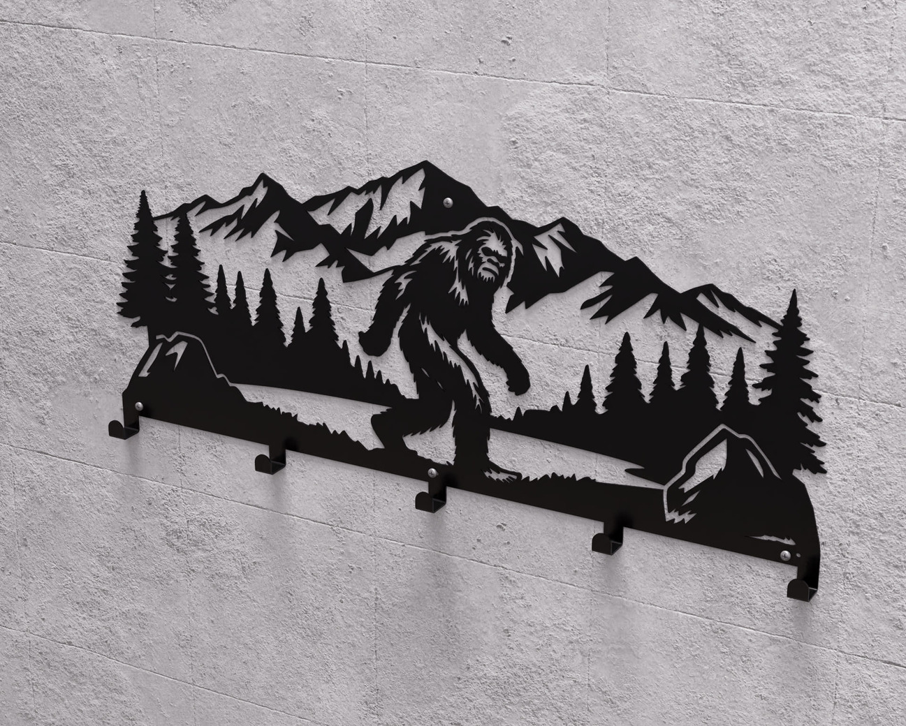 Bigfoot Wall-Mounted Coat Rack. DXF, SVG files for plasma, laser cutting. Wall Coatrack. Фото 8