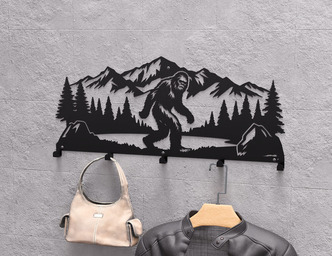 Bigfoot Wall-Mounted Coat Rack. DXF, SVG files for plasma, laser cutting. Wall Coatrack