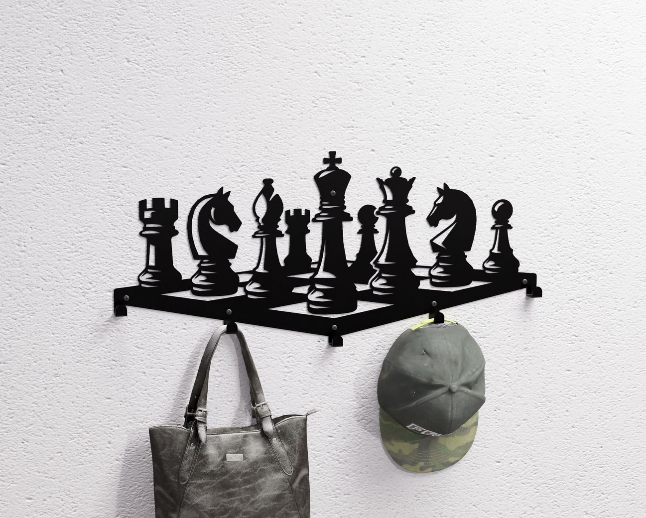 Chess Wall-Mounted Coat Rack. DXF, SVG files for plasma, laser cutting. Wall Coatrack