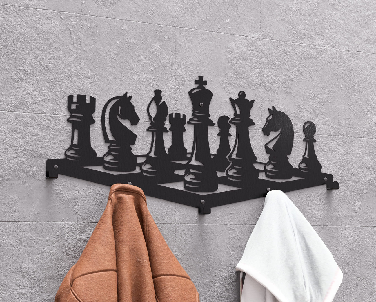 Chess Wall-Mounted Coat Rack. DXF, SVG files for plasma, laser cutting. Wall Coatrack. Фото 3