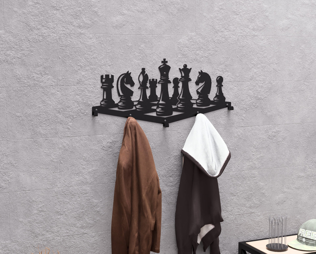 Chess Wall-Mounted Coat Rack. DXF, SVG files for plasma, laser cutting. Wall Coatrack. Фото 5