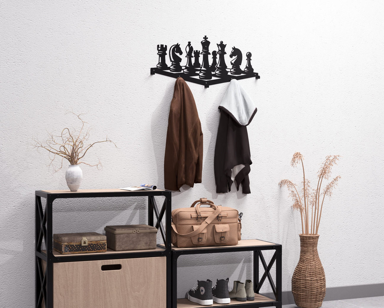 Chess Wall-Mounted Coat Rack. DXF, SVG files for plasma, laser cutting. Wall Coatrack. Фото 6