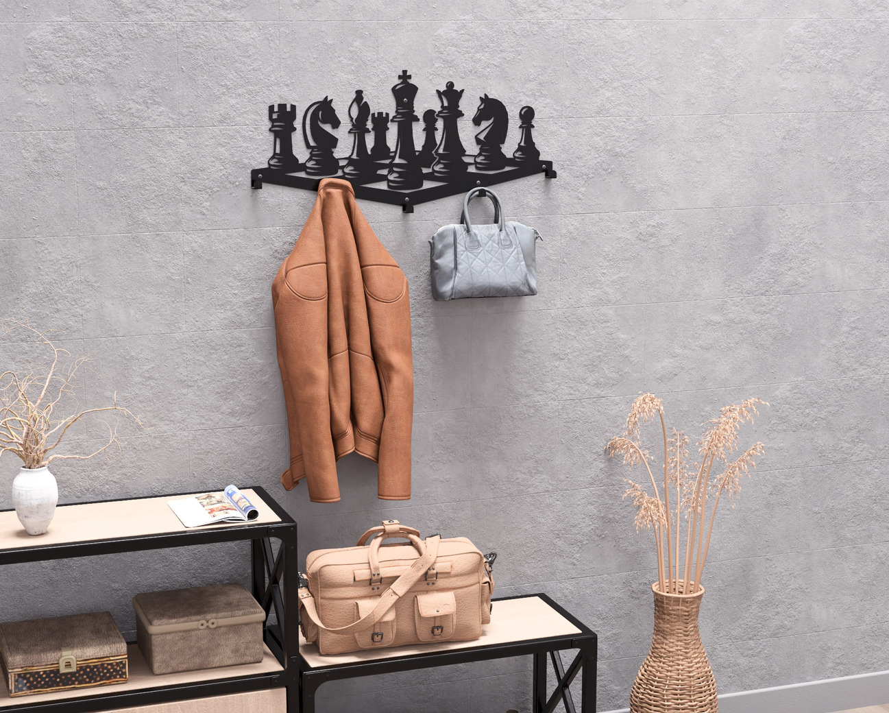 Chess Wall-Mounted Coat Rack. DXF, SVG files for plasma, laser cutting. Wall Coatrack. Фото 8