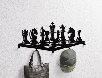 Chess Wall-Mounted Coat Rack. DXF, SVG files for plasma, laser cutting. Wall Coatrack