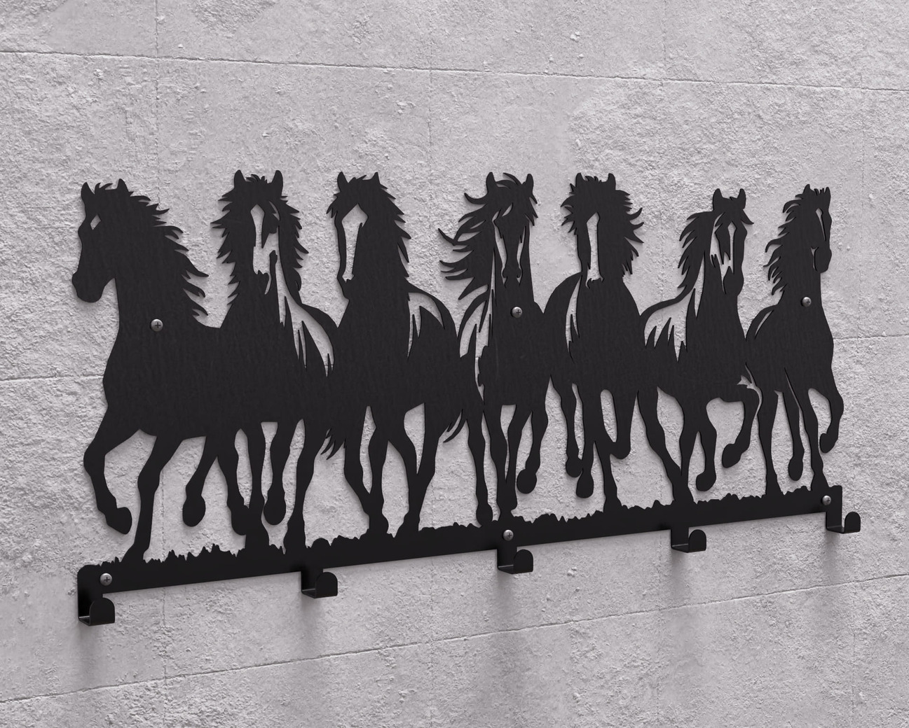 Cuier de perete Cai în galop. Fișiere DXF, SVG pentru tăiere cu plasmă și laser. Cuier perete. Фото 11