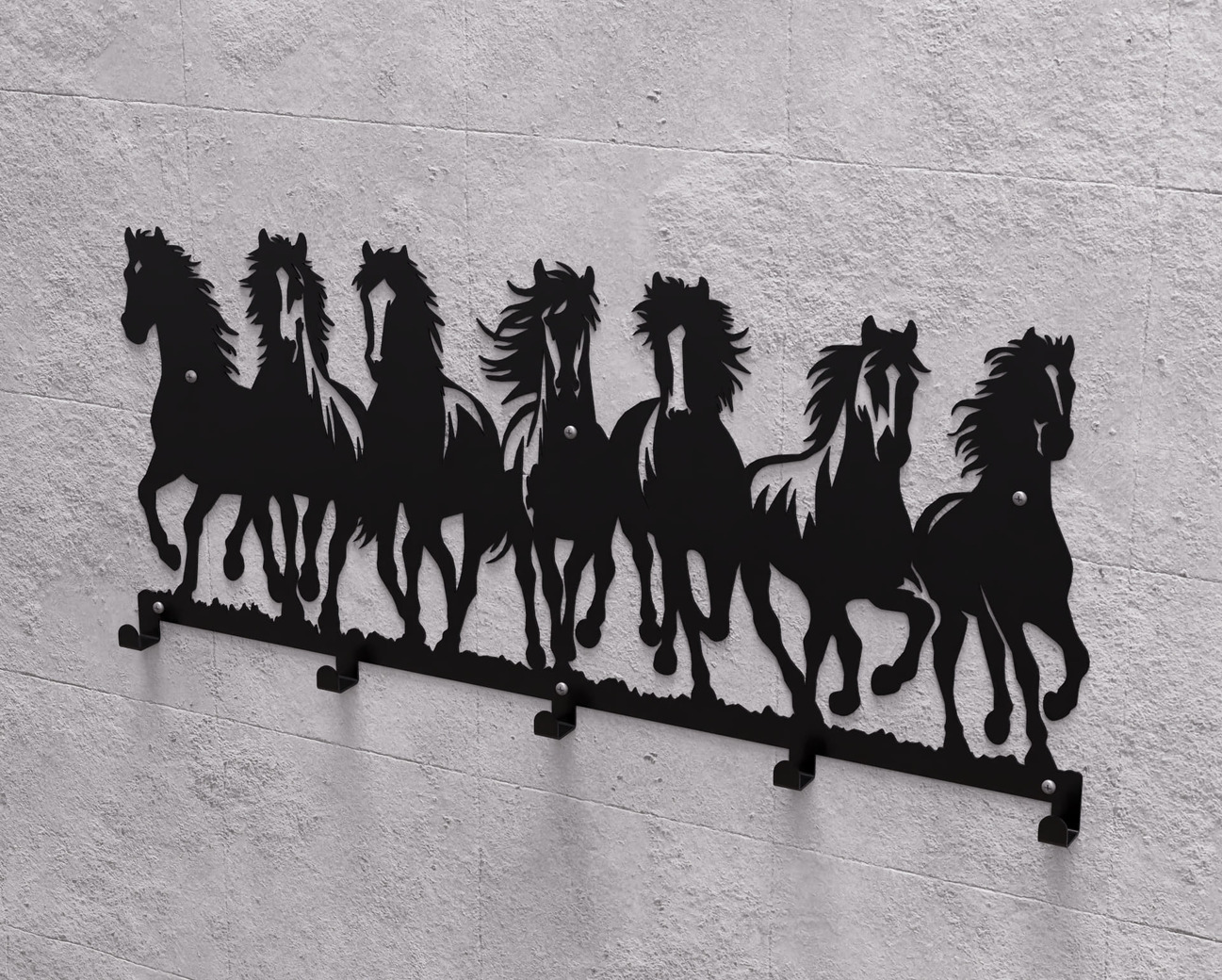 Cuier de perete Cai în galop. Fișiere DXF, SVG pentru tăiere cu plasmă și laser. Cuier perete. Фото 8