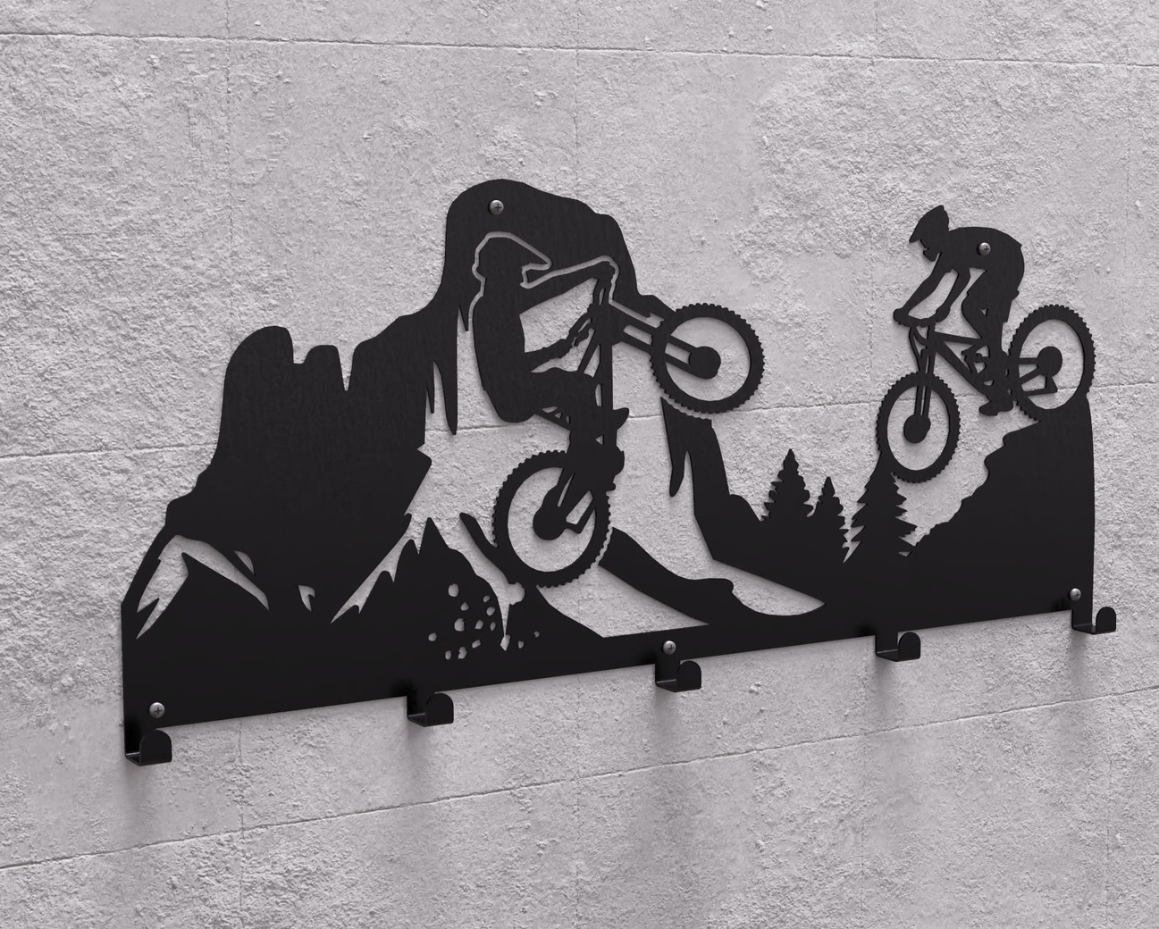 Mountain Biking Wall-Mounted Coat Rack. DXF, SVG files for plasma, laser cutting. Wall Coatrack. Фото 11