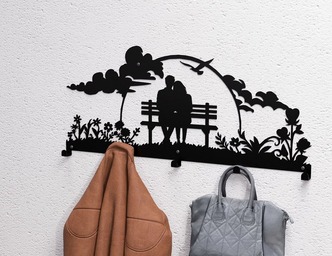 Romantic Wall-Mounted Coat Rack V2. DXF, SVG files for plasma, laser cutting. Wall Coatrack
