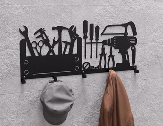 Tool Set Wall-Mounted Coat Rack. DXF, SVG files for plasma, laser cutting. Wall Coatrack
