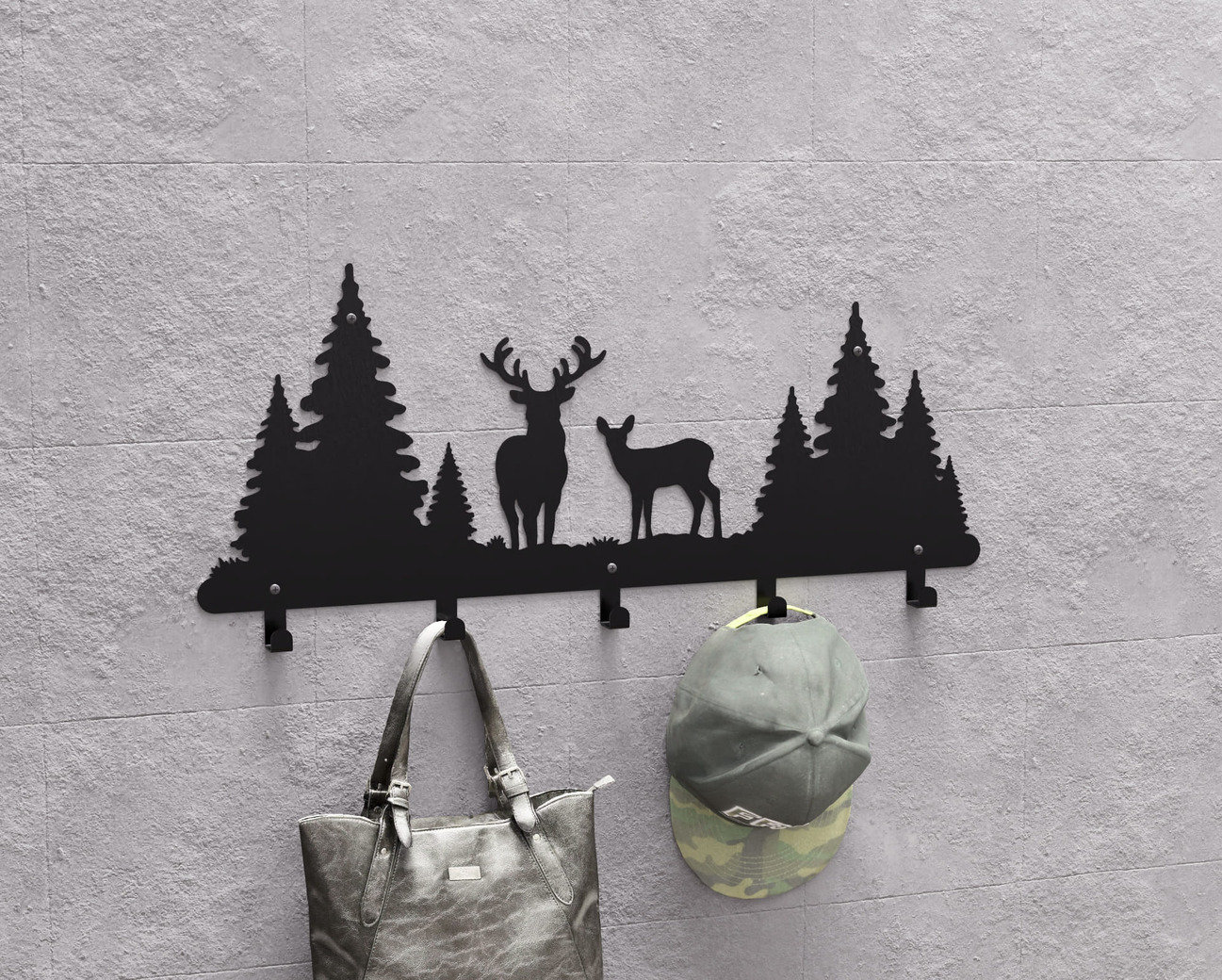 Deer Wall-Mounted Coat Rack. DXF, SVG files for plasma, laser cutting. Wall Coatrack