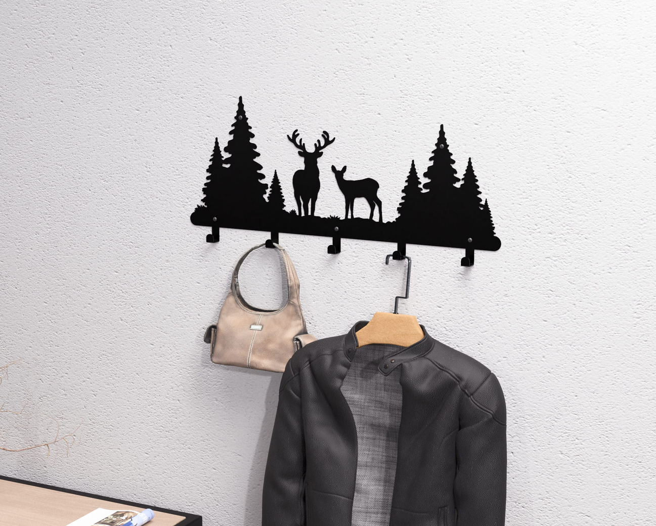 Deer Wall-Mounted Coat Rack. DXF, SVG files for plasma, laser cutting. Wall Coatrack. Фото 2