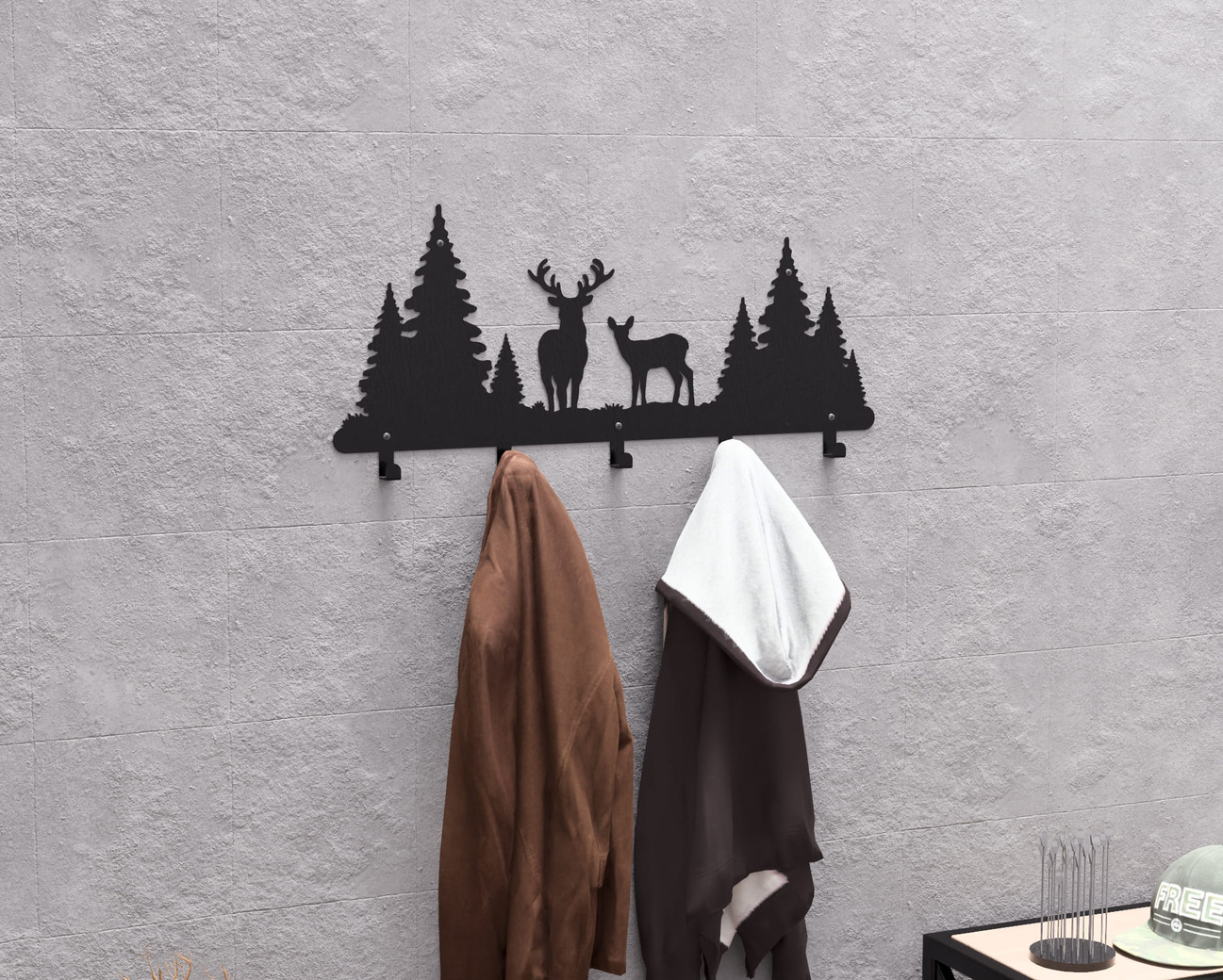 Deer Wall-Mounted Coat Rack. DXF, SVG files for plasma, laser cutting. Wall Coatrack. Фото 5