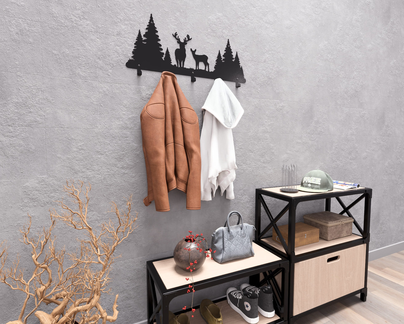 Deer Wall-Mounted Coat Rack. DXF, SVG files for plasma, laser cutting. Wall Coatrack. Фото 4