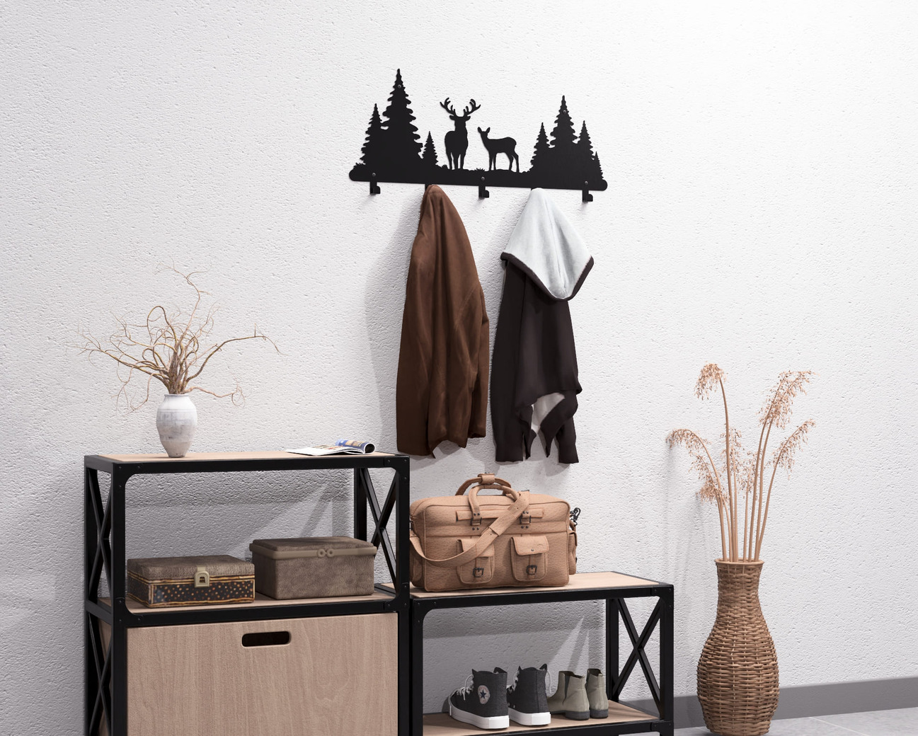 Deer Wall-Mounted Coat Rack. DXF, SVG files for plasma, laser cutting. Wall Coatrack. Фото 6