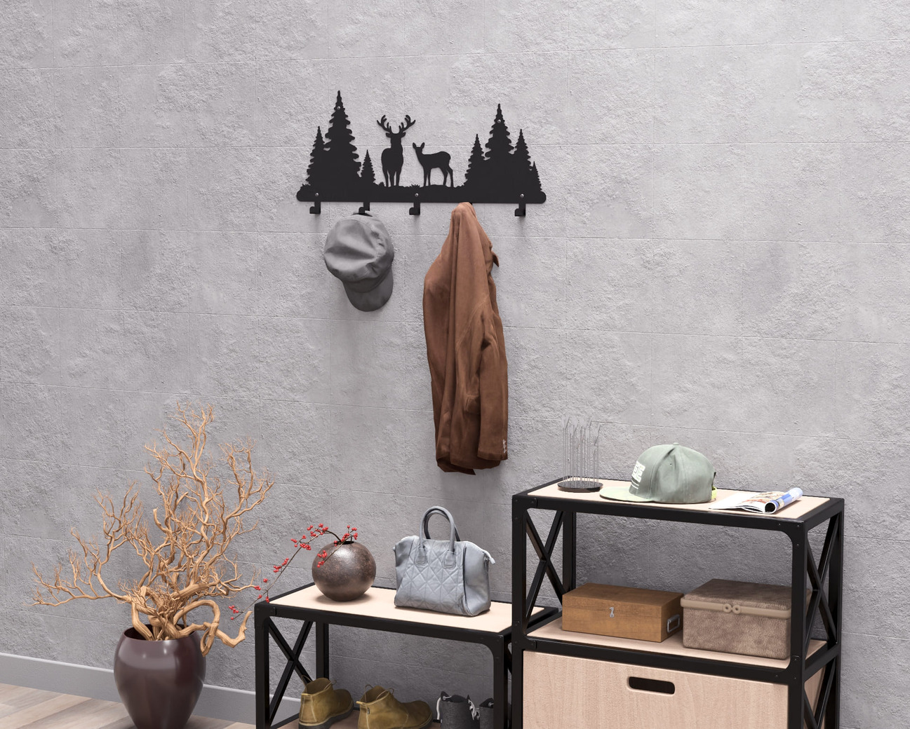 Deer Wall-Mounted Coat Rack. DXF, SVG files for plasma, laser cutting. Wall Coatrack. Фото 8
