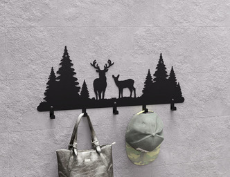 Deer Wall-Mounted Coat Rack. DXF, SVG files for plasma, laser cutting. Wall Coatrack