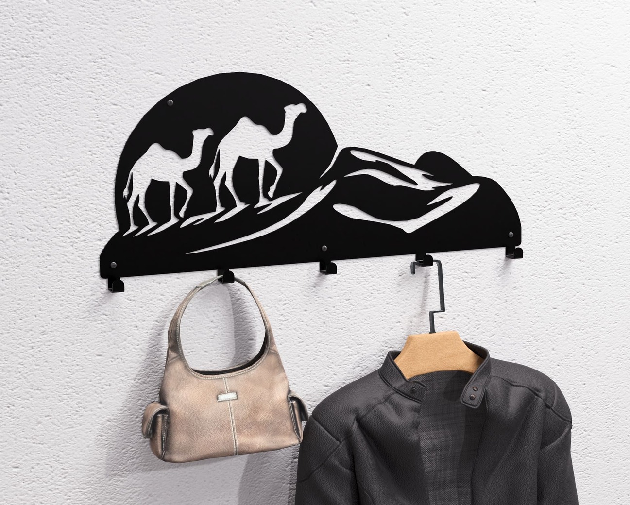 Cabideiro de parede Deserto. Arquivos DXF e SVG para corte e plasma a laser