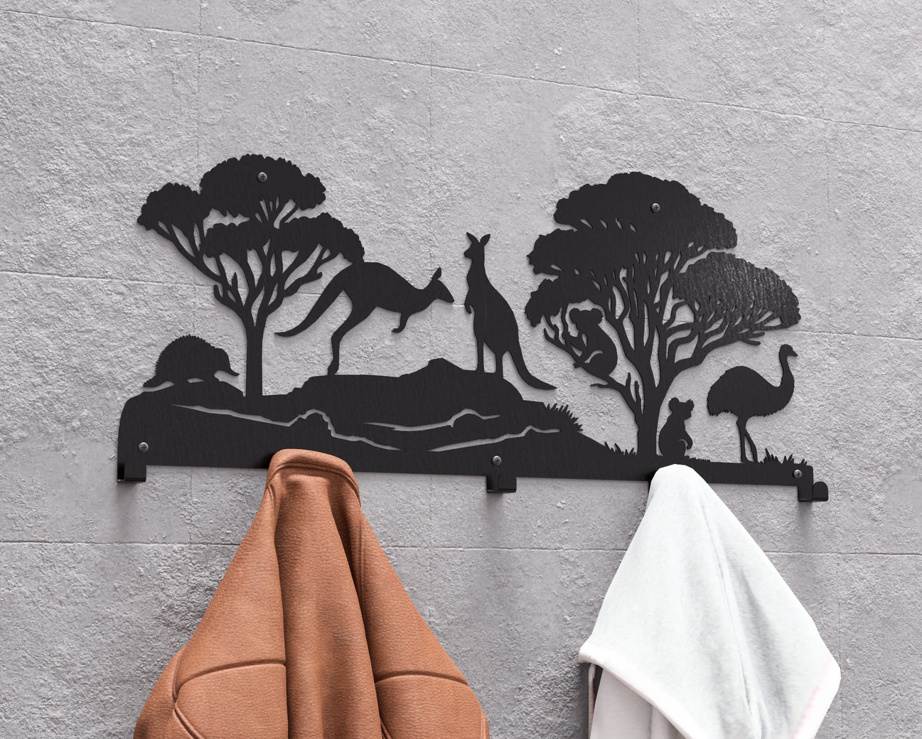Australian Animals Wall-Mounted Coat Rack. DXF, SVG files for plasma, laser cutting. Wall Coatrack. Фото 4