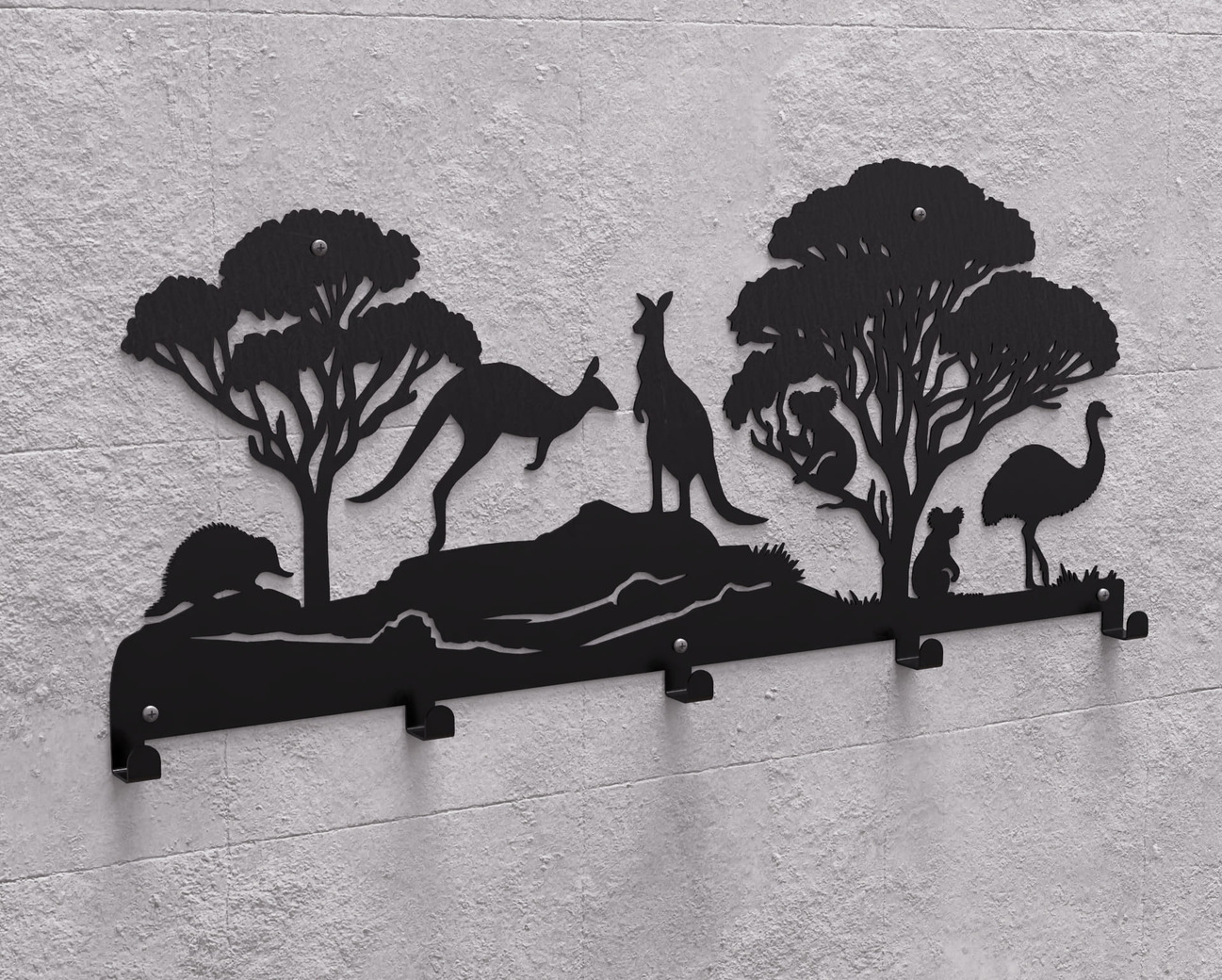 Australian Animals Wall-Mounted Coat Rack. DXF, SVG files for plasma, laser cutting. Wall Coatrack. Фото 11