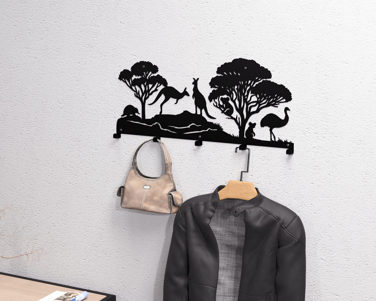 Australian Animals Wall-Mounted Coat Rack. DXF, SVG files for plasma, laser cutting. Wall Coatrack. Фото 2