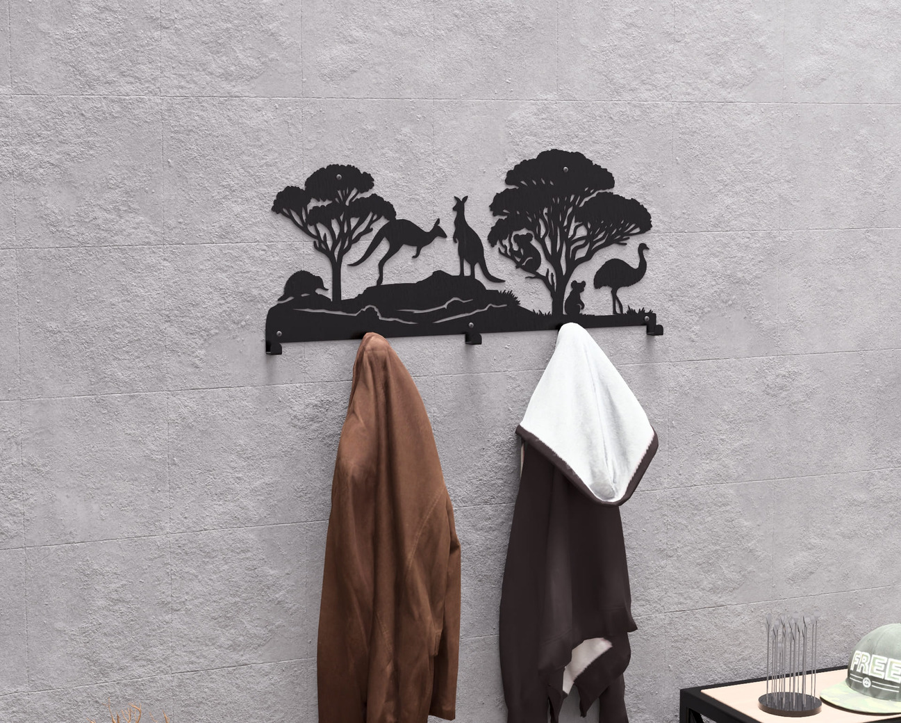 Australian Animals Wall-Mounted Coat Rack. DXF, SVG files for plasma, laser cutting. Wall Coatrack. Фото 3