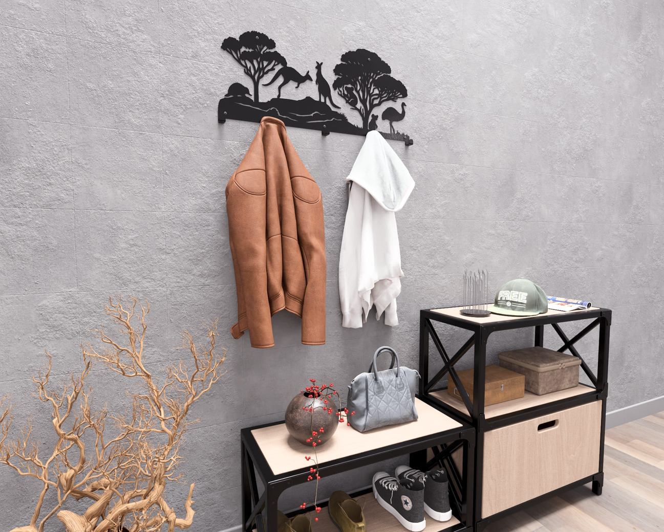 Australian Animals Wall-Mounted Coat Rack. DXF, SVG files for plasma, laser cutting. Wall Coatrack. Фото 7