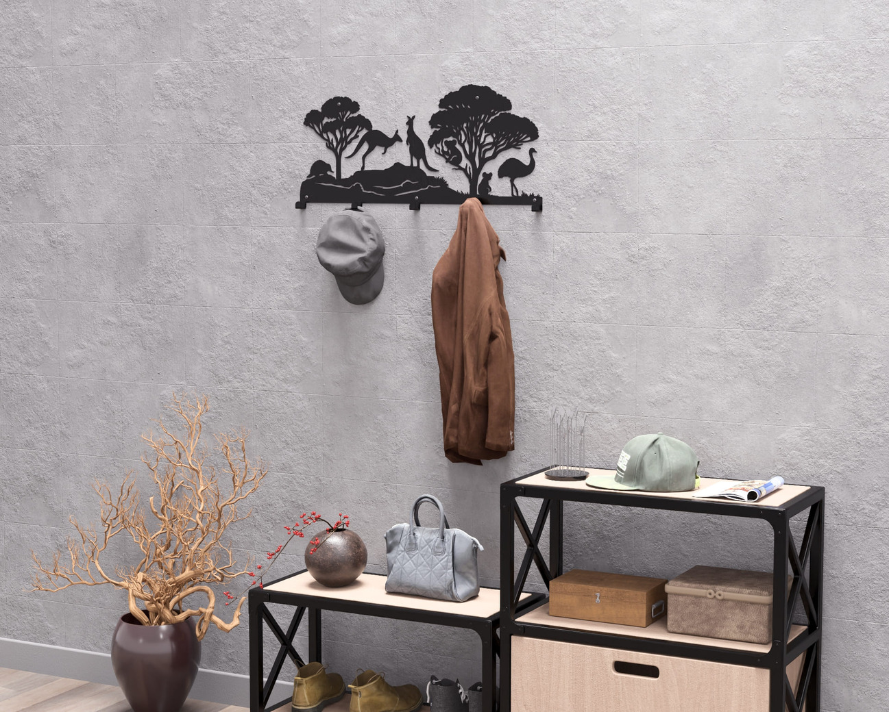 Australian Animals Wall-Mounted Coat Rack. DXF, SVG files for plasma, laser cutting. Wall Coatrack. Фото 6