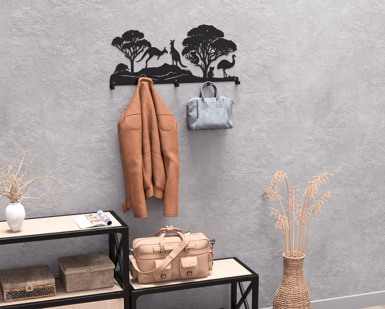 Australian Animals Wall-Mounted Coat Rack. DXF, SVG files for plasma, laser cutting. Wall Coatrack. Фото 8