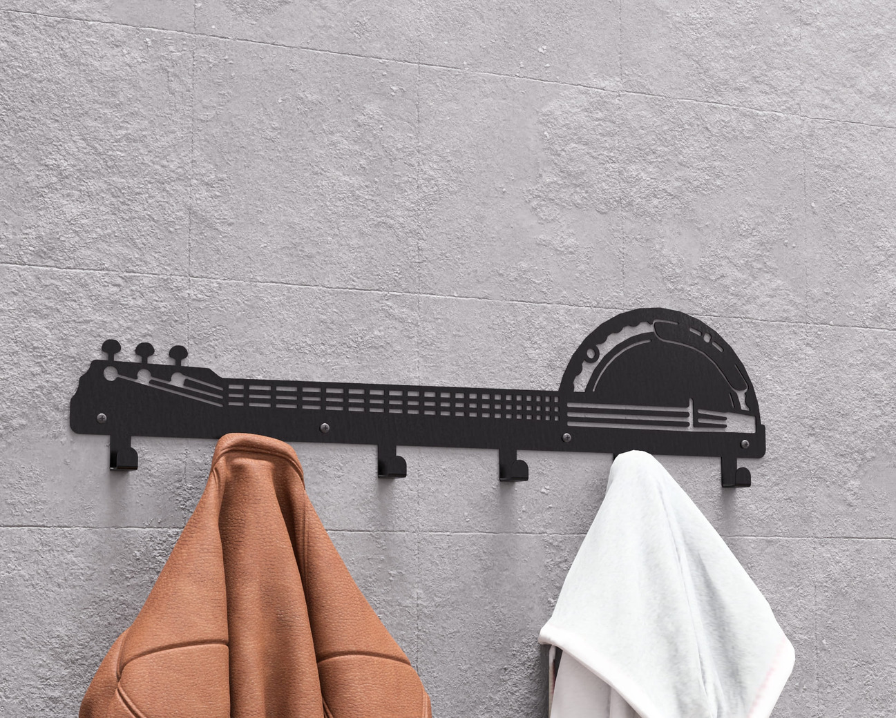 Banjo Wall-Mounted Coat Rack. DXF, SVG files for plasma, laser cutting. Wall Coatrack. Фото 5