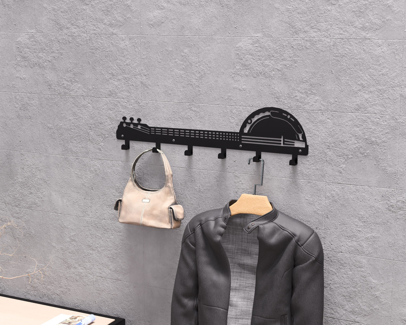 Banjo Wall-Mounted Coat Rack. DXF, SVG files for plasma, laser cutting. Wall Coatrack. Фото 2