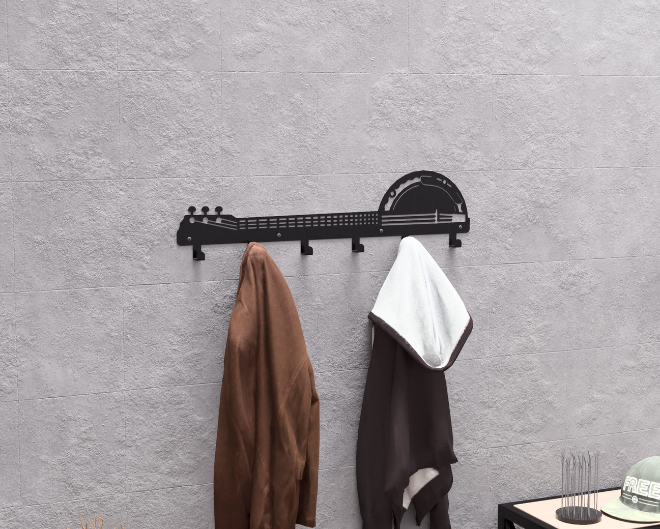 Banjo Wall-Mounted Coat Rack. DXF, SVG files for plasma, laser cutting. Wall Coatrack. Фото 3