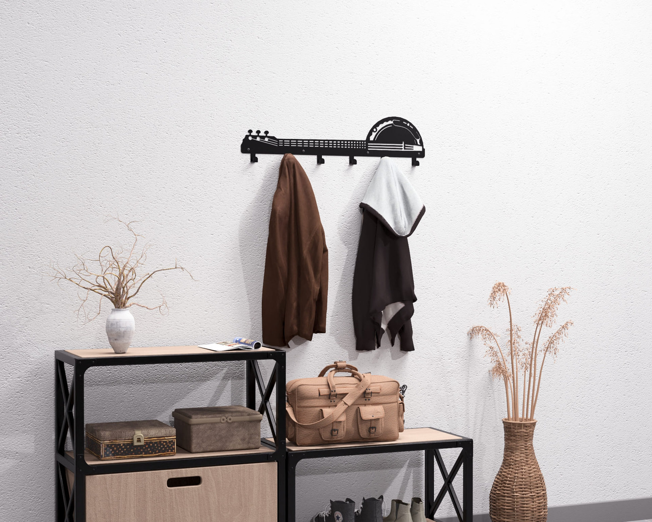 Banjo Wall-Mounted Coat Rack. DXF, SVG files for plasma, laser cutting. Wall Coatrack. Фото 6