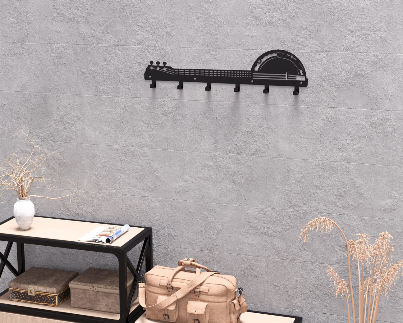 Banjo Wall-Mounted Coat Rack. DXF, SVG files for plasma, laser cutting. Wall Coatrack. Фото 10