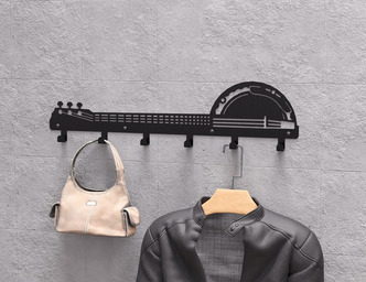 Banjo Wall-Mounted Coat Rack. DXF, SVG files for plasma, laser cutting. Wall Coatrack