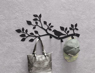 Bird on a Branch Wall-Mounted Coat Rack V2. DXF, SVG files for plasma, laser cutting. Wall Coatrack