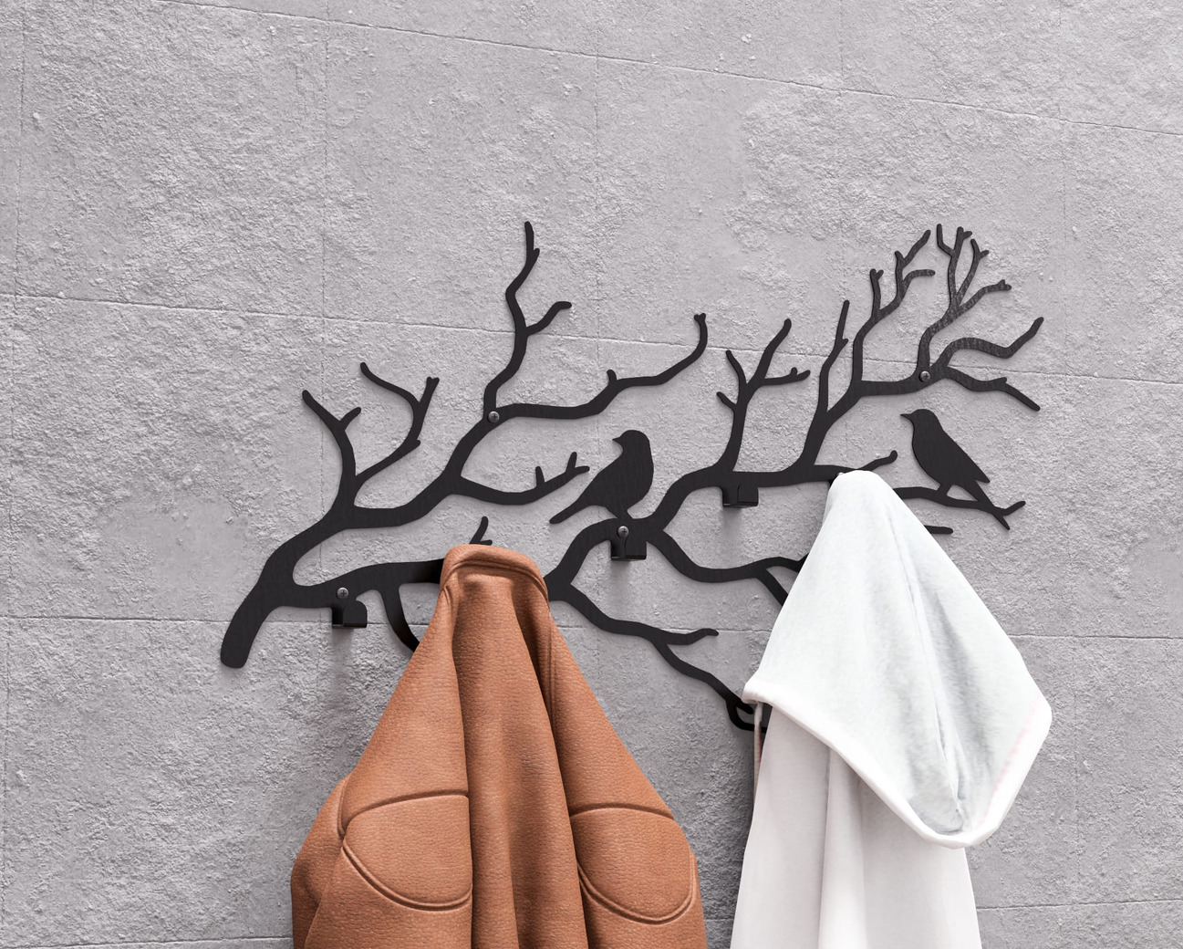 Birds on a Branch Wall-Mounted Coat Rack V1. DXF, SVG files for plasma, laser cutting. Wall Coatrack. Фото 4
